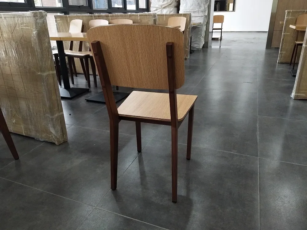 french style cafe shop modern wooden tables and dining chairs for restaurant and coffee shop