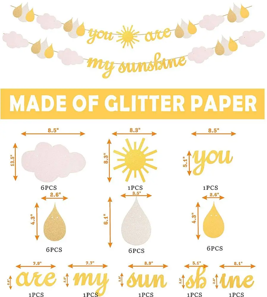  Новинка Золотой блестящий баннер You are My Sunshine товары для вечеринки в честь Дня рождения ребенка декор домашней комнаты