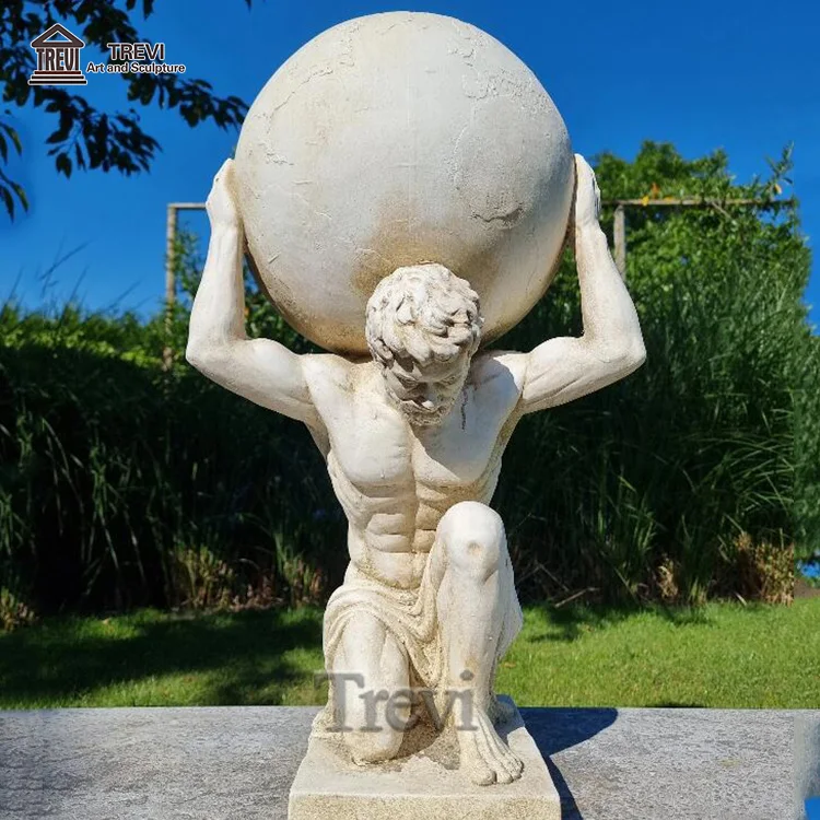 High Quality White Marble Stone Sculpture Hands Holding World Globe Statue for Sale