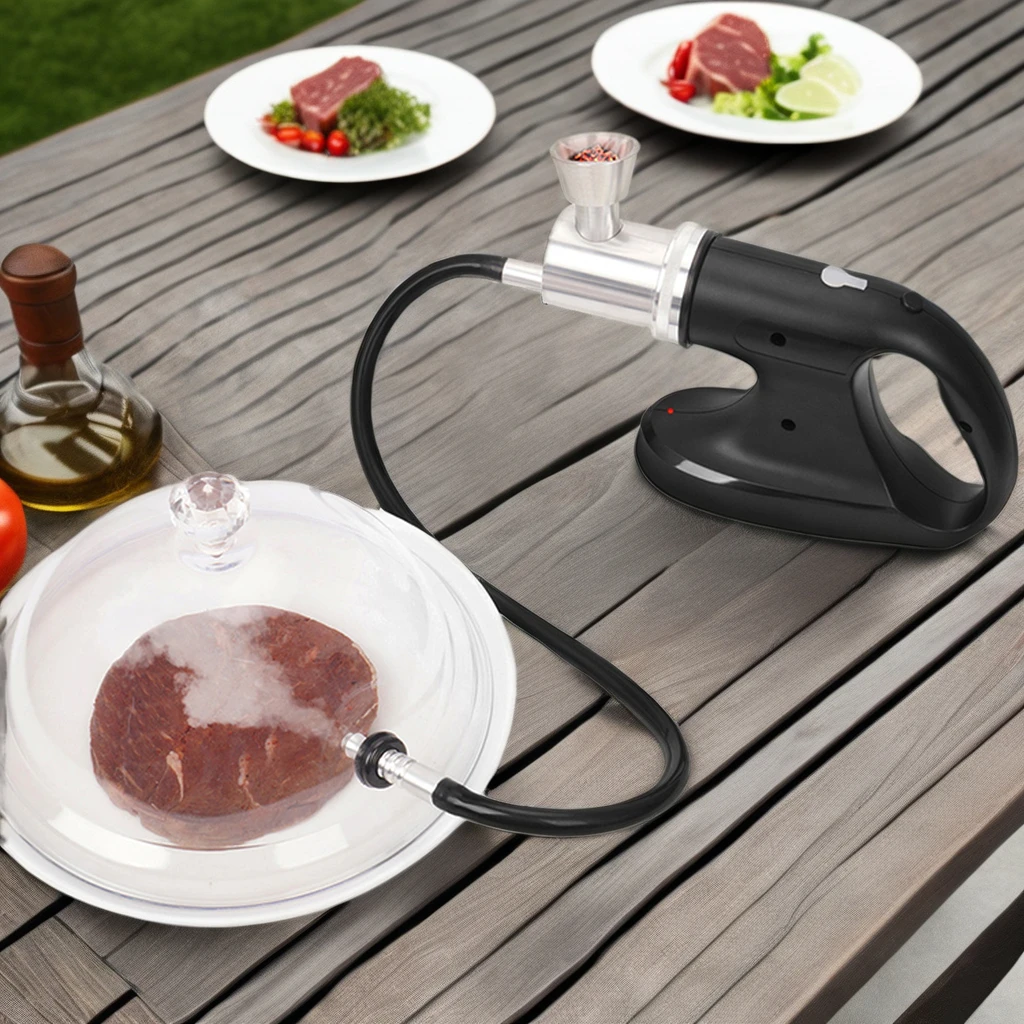 USB Food Smoke Infuser with 4 Flavored Smoking Wood Chips Smoker Kit Cocktail Outdoor Use Household