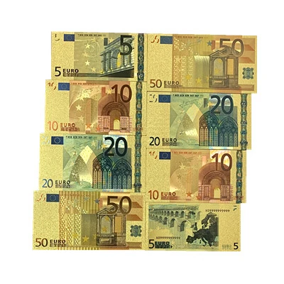 High quality foil plastic collection gift waterproof euro banknotes 24k gold 1000 euro banknote with opp bags