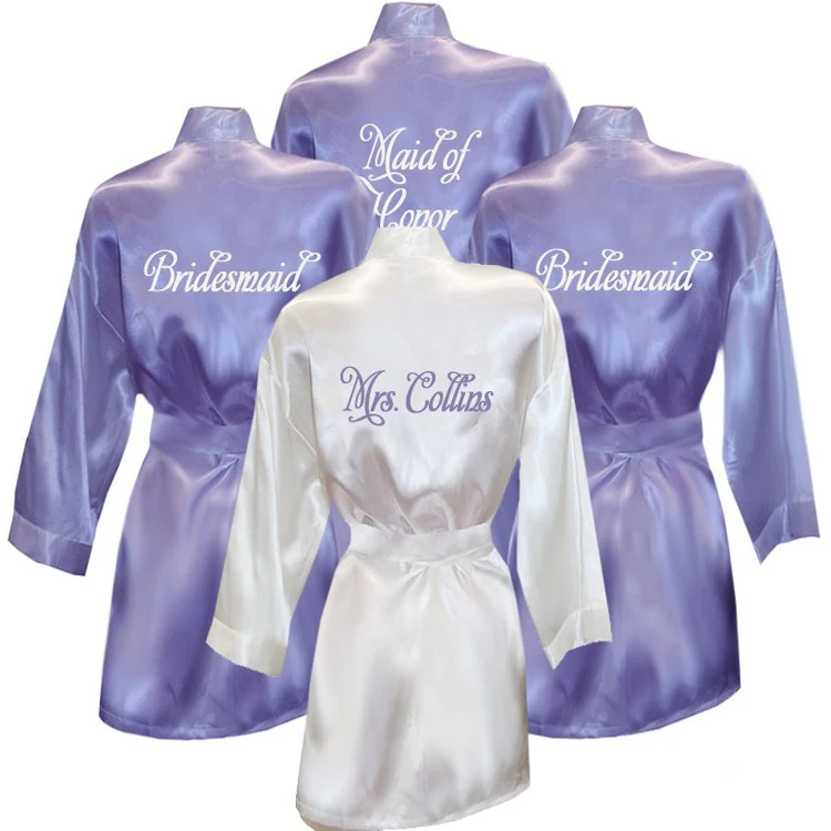 pink silk robes custom satin robes with logo silk satin robe for women
