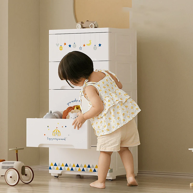 Space saving multilayer baby wardrobe plastic storage drawers white storage cabinet chest of drawers for living room household