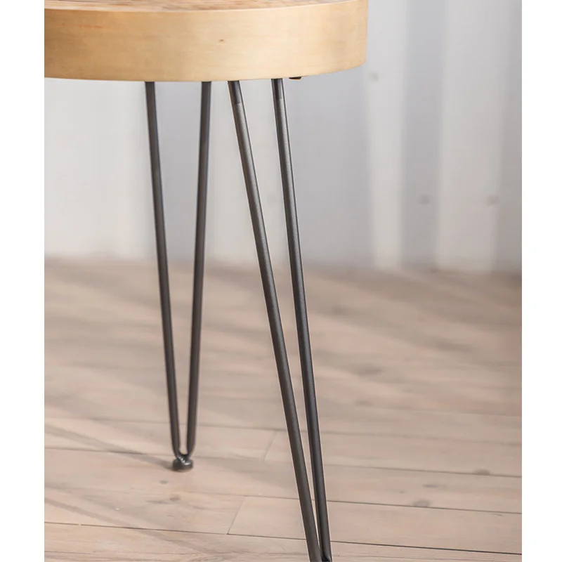 Japanese Small Living Room Side Table Set Rustic Mini Solid Wood End Coffee Table Oak Round Wooden End Side Table