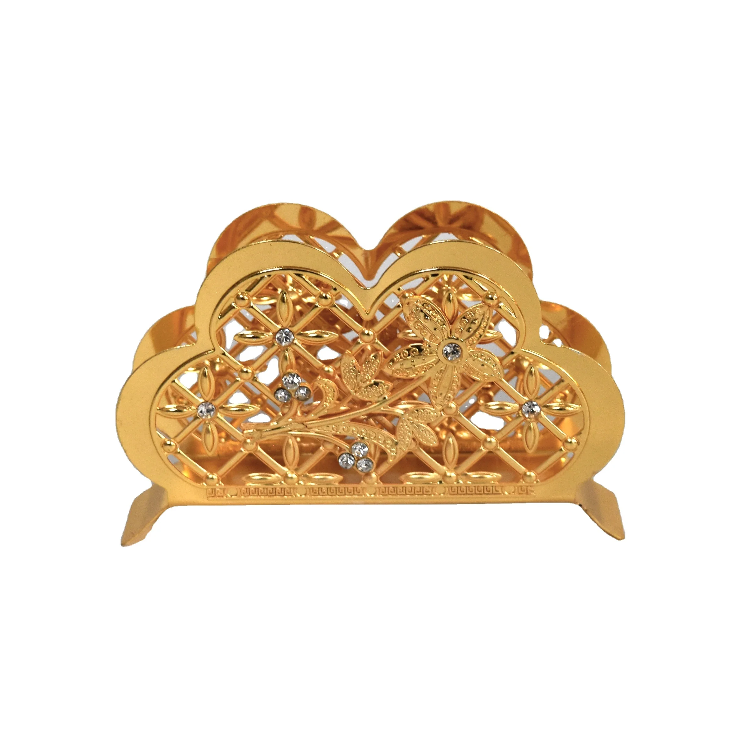 Wholesaler table decorative metal gold plated meeting card tissue holder for hotel restaurant