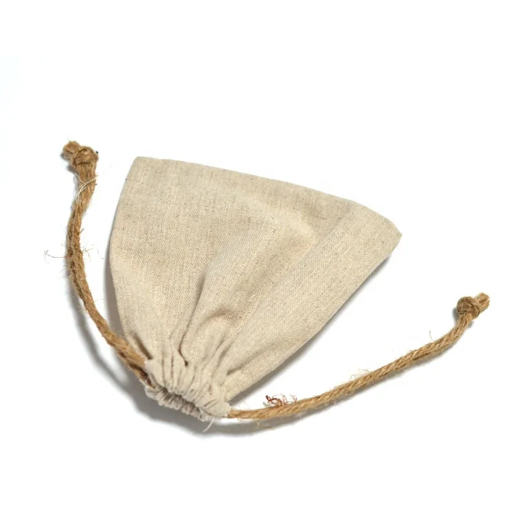 Custom Made Hot Sell Eco Jute Fabric Linen Drawstring Pouch Wholesale LN-60