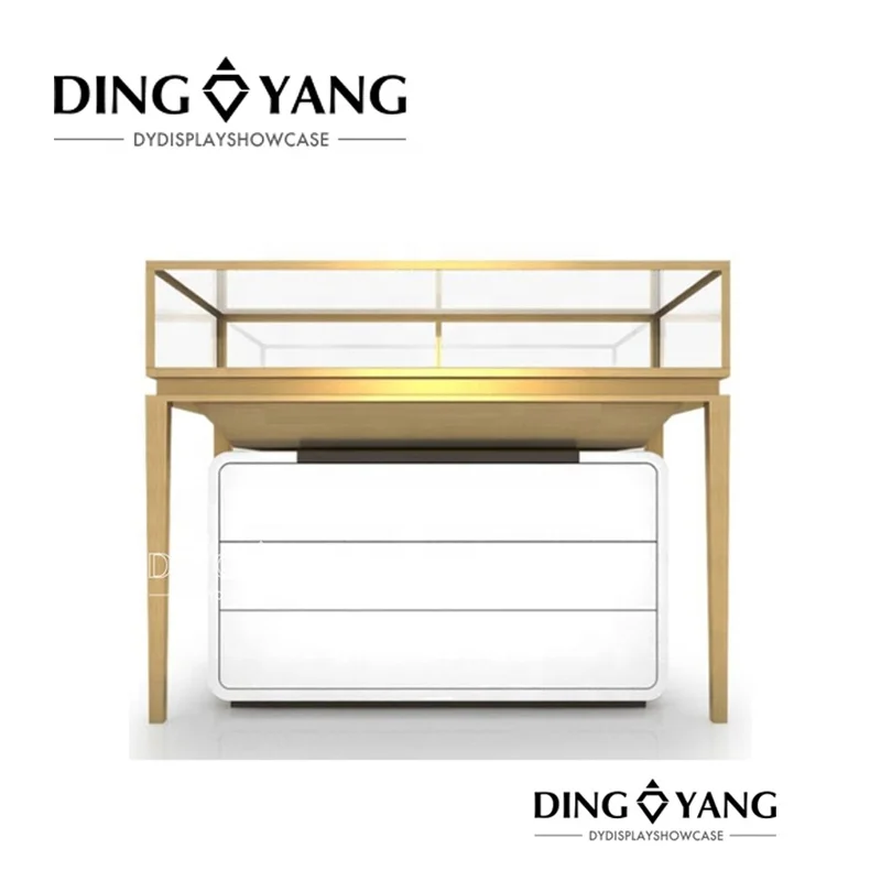 Jewelry Showcase Manufacturer  OEM Gold Jewelry Showcases With Lockable Storage , No Installation And Can Be Used Directly
