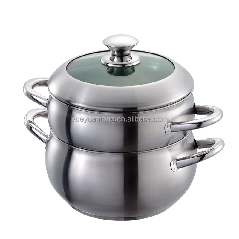 Кастрюля в форме яблока из нержавеющей стали, 20x10,5 см, 3,2 л, 18/10 дюйма, с паровой и Индукционным дном