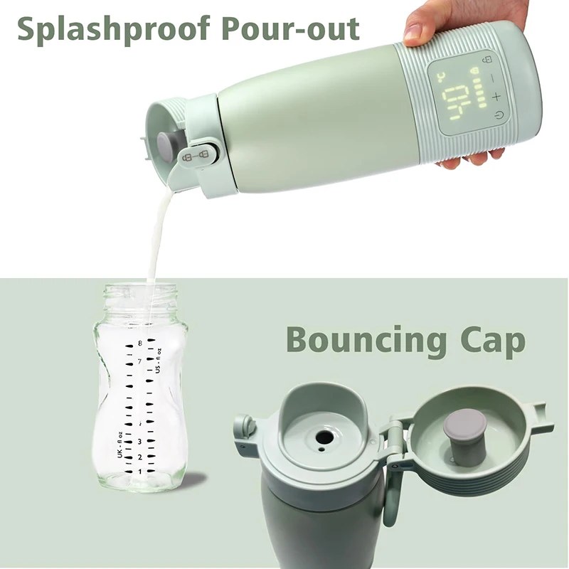 500ml On The Go USB Fast Charging Thermos Cup Cordless Travel Car Portable Baby Bottle Warmer For Water Baby Milk Formula