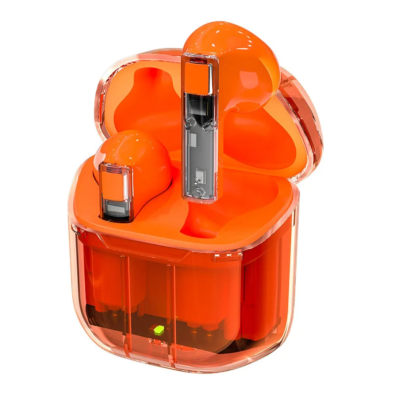 TWS Earbuds Transparent Case ENC Noise Cancelling Earphones Semi In-ear Sports BT 5.3 Wireless Waterproof Headphones