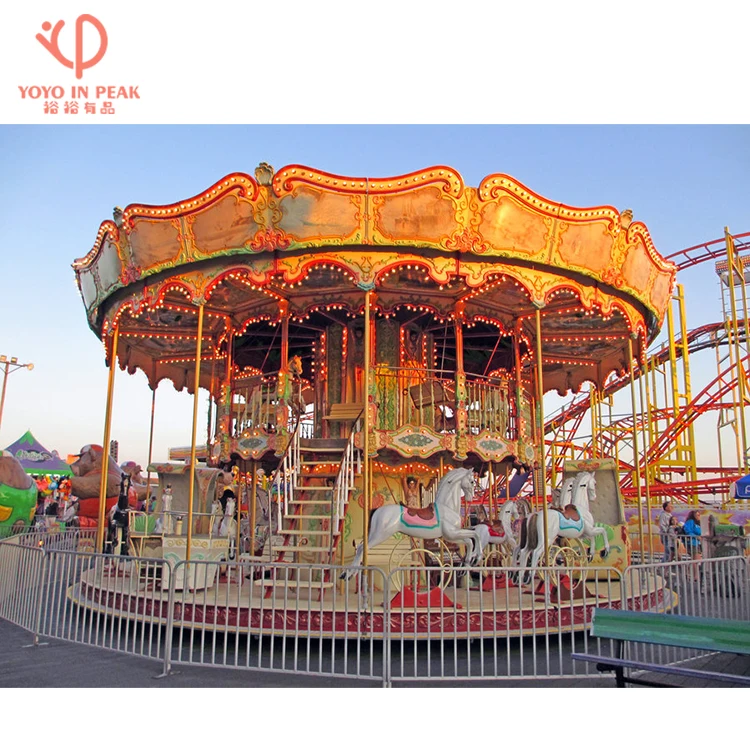 Double Deck Decker Carousel From China Manufacturer Fairground Rides Theme Park Kiddie Layer Rides For Sale