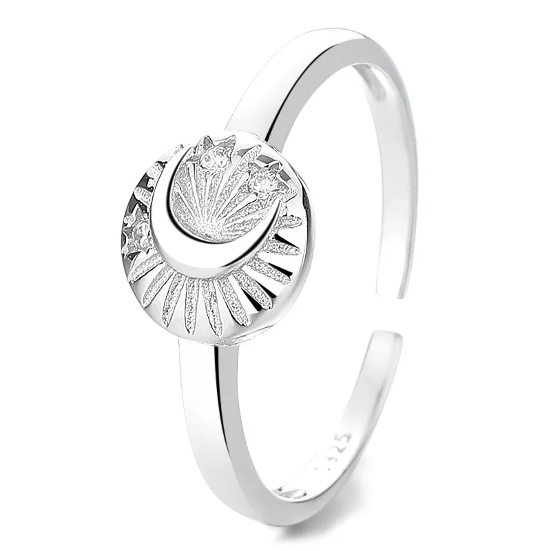 2024 New Personality Design 925 Sterling Silver Moon Ring Female, Niche Light Luxury INS Temperament Jewelry