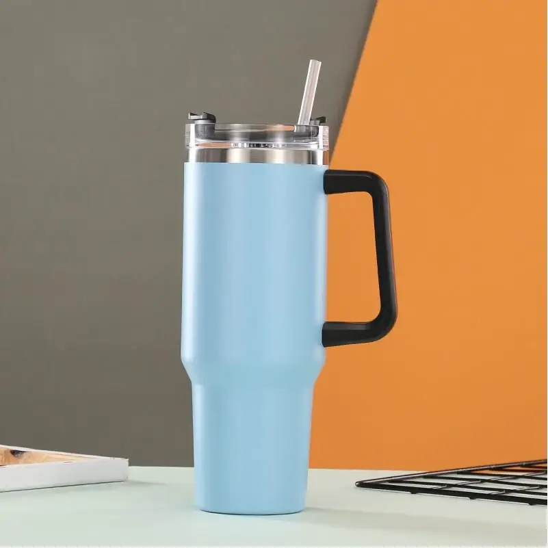 Stainless Steel Tumbler Mugs Blank Set Coffe Hot Drinks With Handle With Bamboo Lid Gift Box Set Insulated Stir Cup