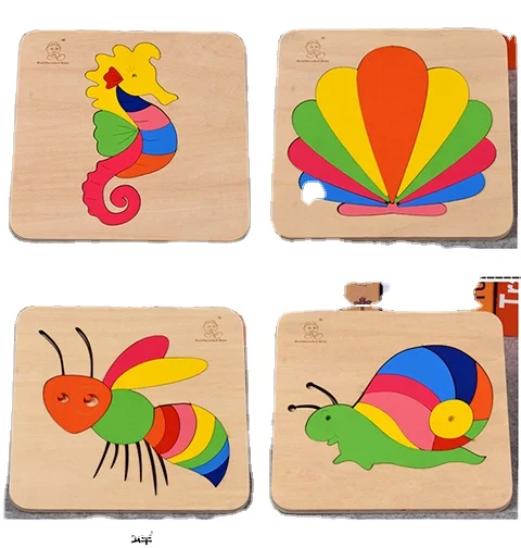 Wooden Animal Puzzles Board Shape Match Toys Developmental Educational Games Custom Toy for Kids Cartoon Unisex OEM Logo Wood
