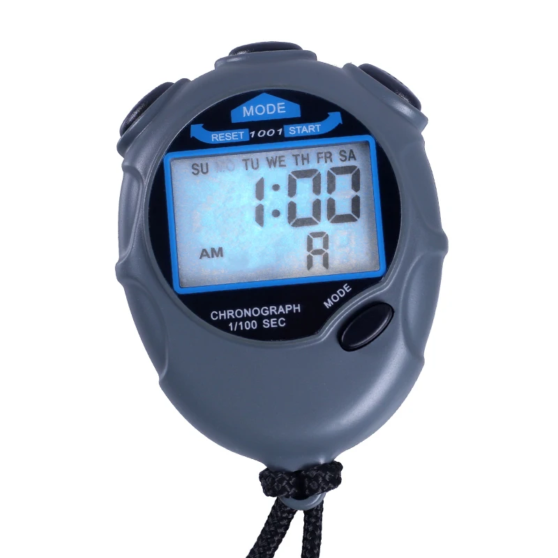 Factory Custom ABS Material stopwatch retro Single Row Display  led wristwatch 2 Split Memory Competition Stop Watches