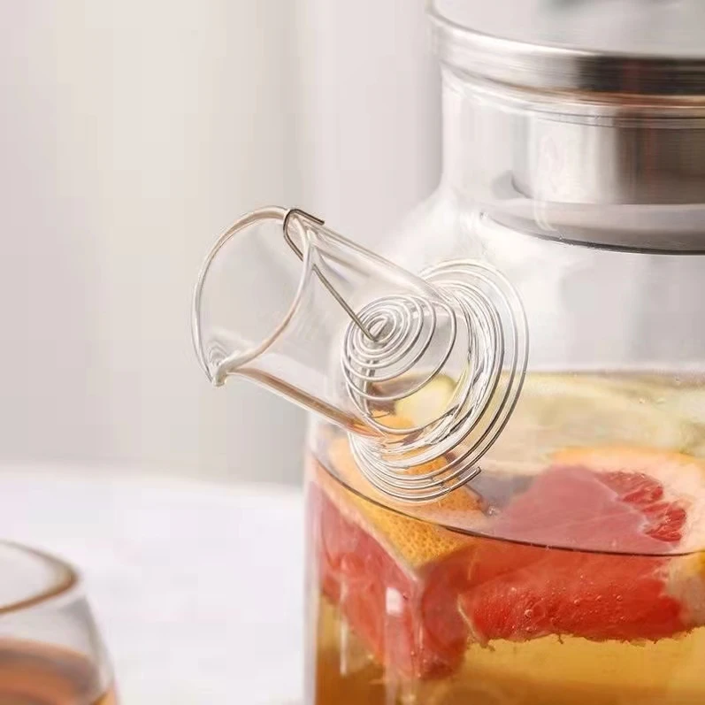 hot wholesale high borosilicate heat-resistant clear glass kettle teapot warmer glass tea jug giftset