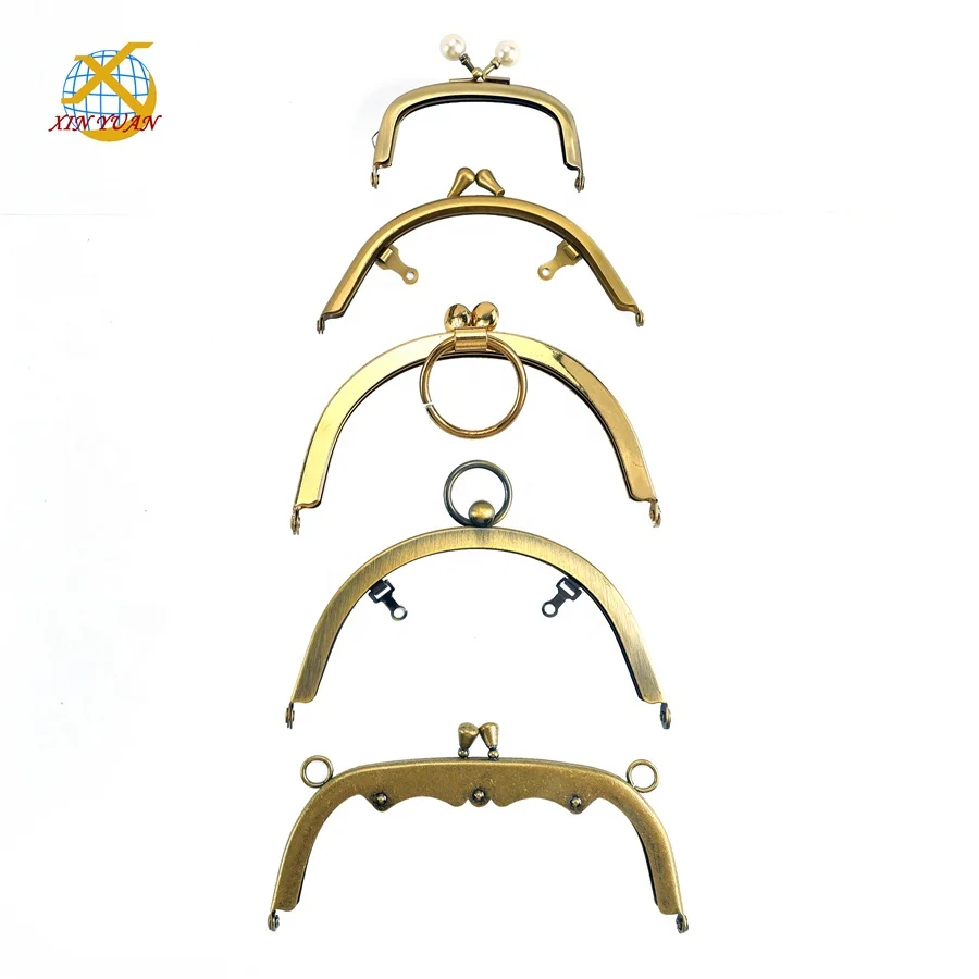 Customized Wholesale Bead head shape half round purse metal kiss lock frame bag frame closure