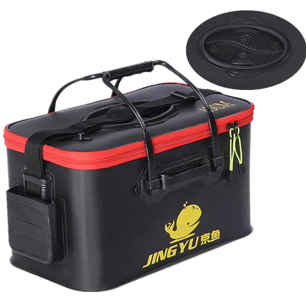 Outdoor Plastic Folding Large Capacity Multifunctional Fishing Tackle Boxes Waterproof Fishing Bag EVA Fishing Bucket