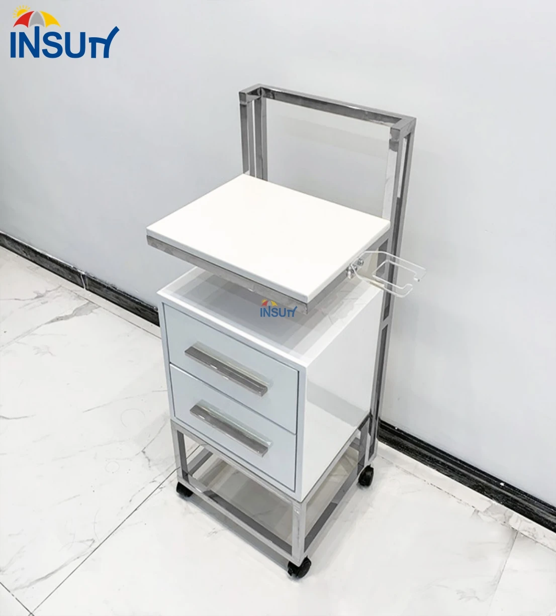 Insun luxury beauty nail salon furniture trolleys carts durable white trolley