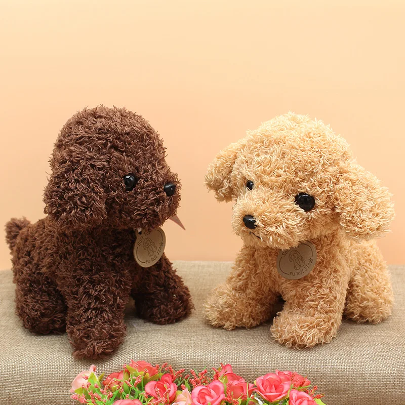 Cute Simulation Puppy Curly Teddy Dog Pet Anime Dolls Soft Stuffed Plush Toys for Children Kids Decor Collection Brinquedos