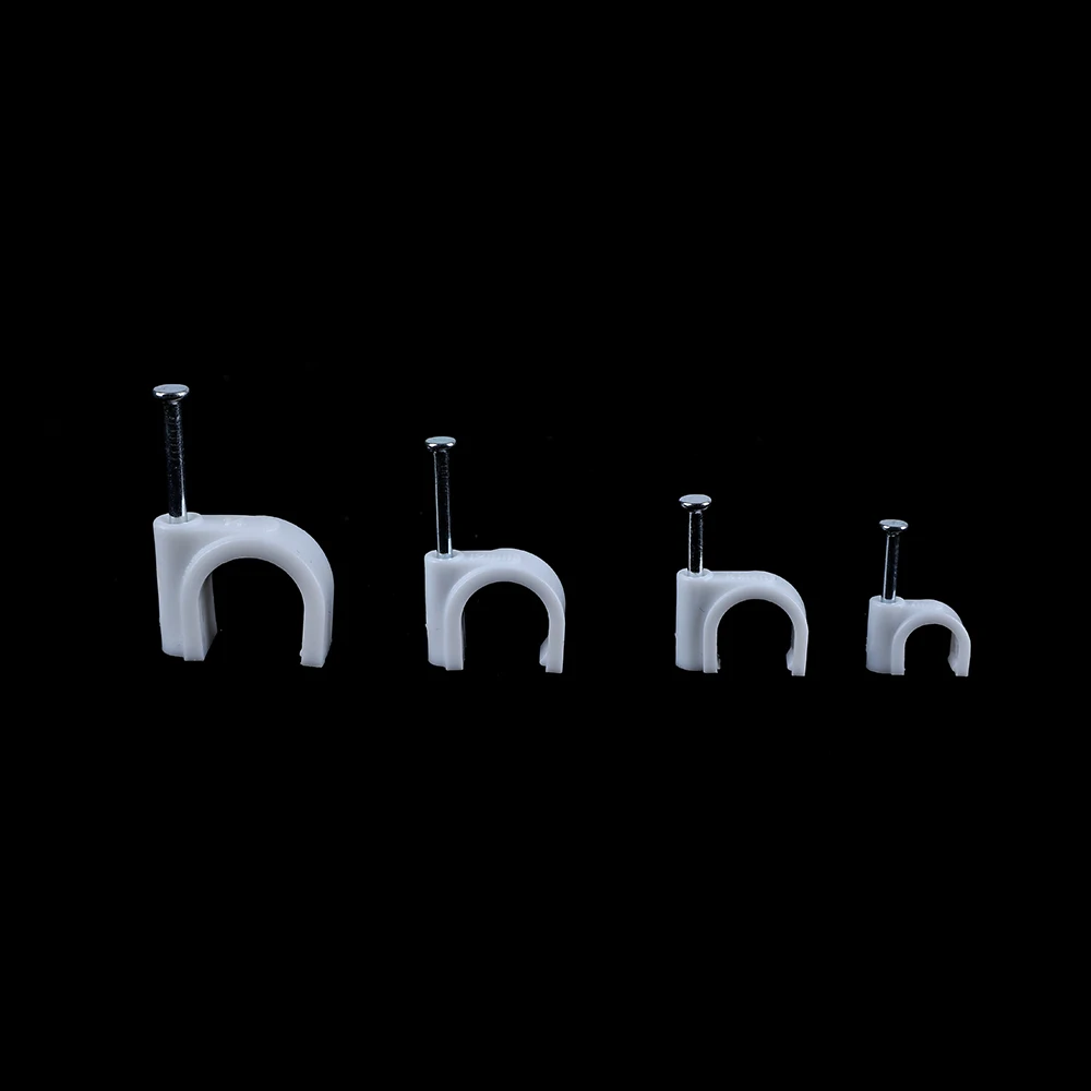 Plastic Circle Round C Shape Electrical Wire Cable Management Clips With Nail