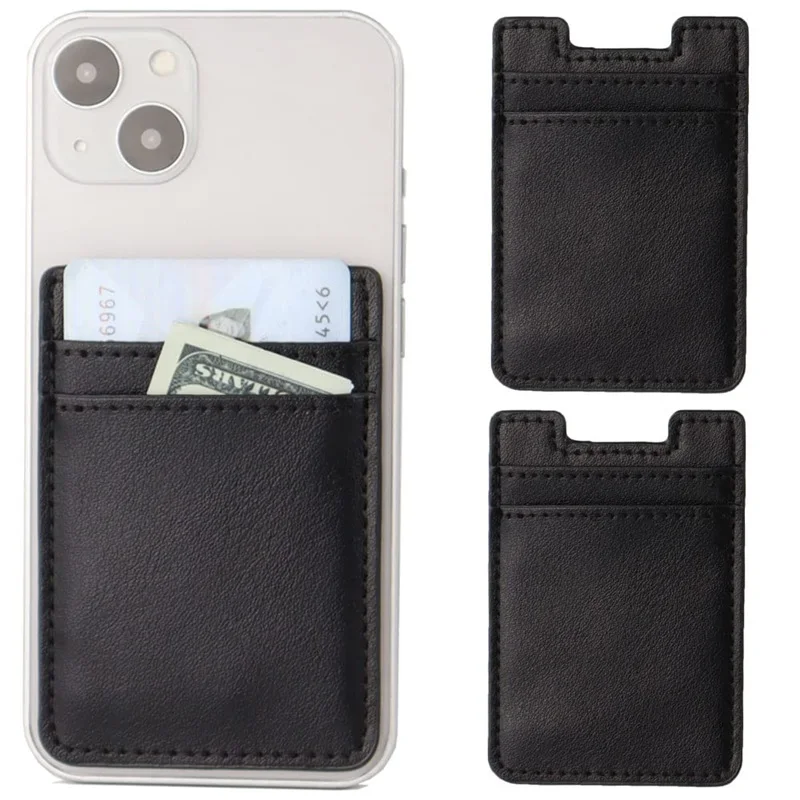 2cards Phone Card Holder,Leather Phone Wallet Adhesive Stick On Credit Card Pocket for Back of Phone Case