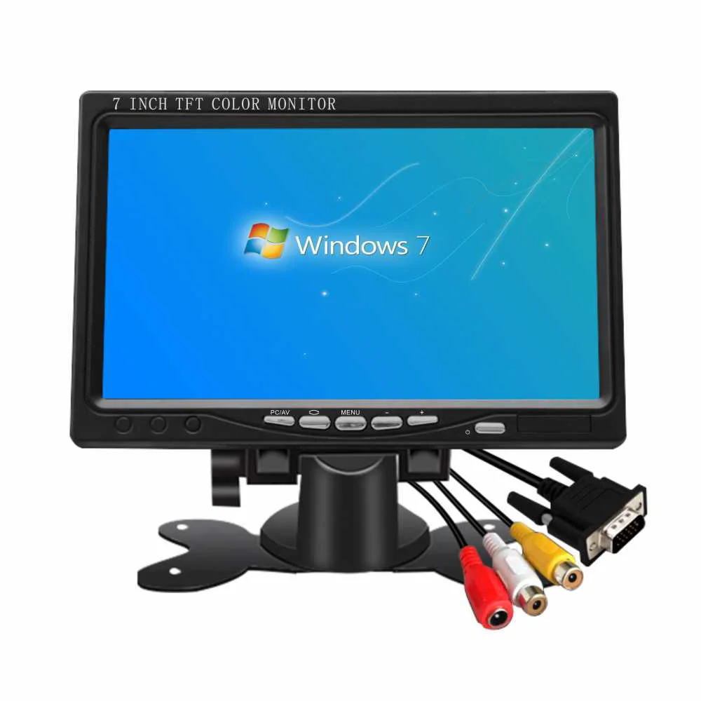 Monitor 7 inch HD Portable multi screen monitor VGA Ips Car Headrest Pc AV Monitores lcd Screen with 12v Dc Av Input