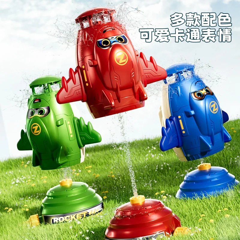 Children Spin Launch Skyjet Rocket Toy Outdoor Water Sprayer Watering Flowers Whirling Water Flying Rocket spray Toy