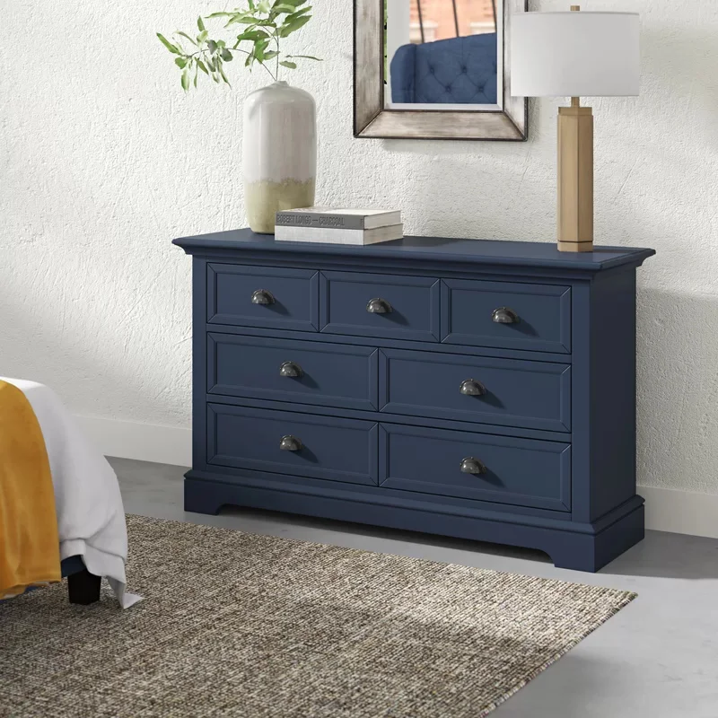 Factory Customized Wooden Drawer Cabinet Luxury Design 7 Drawer Chest in Navy Blue for Bedroom