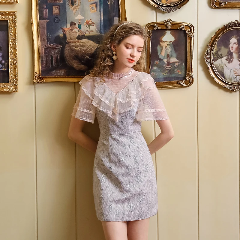 Womens Dresses Trending Elegant Unique Jacquard Sexy Short Dress Girls Party Or Birthday Gift