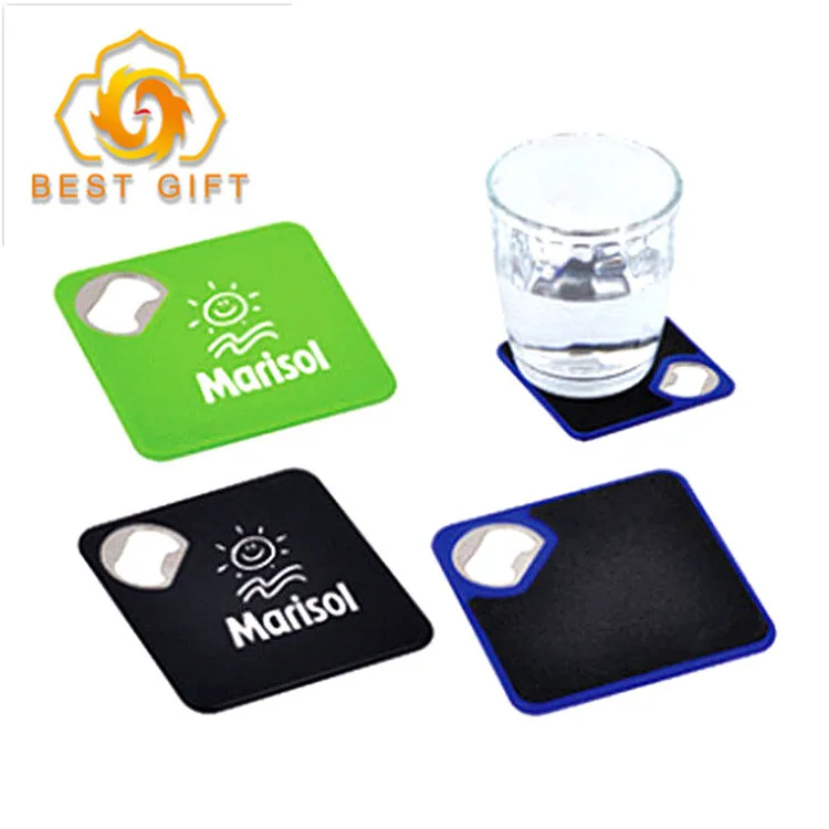 Function custom Logo colorful square Shape Bottle Opener coaster