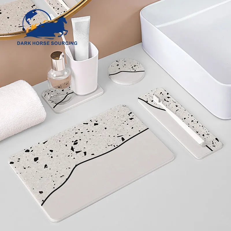 4 pcs Natural diatomite Bathroom super Absorbent Tray cup coaster Kitchen heat insulation diatomite pot mat set