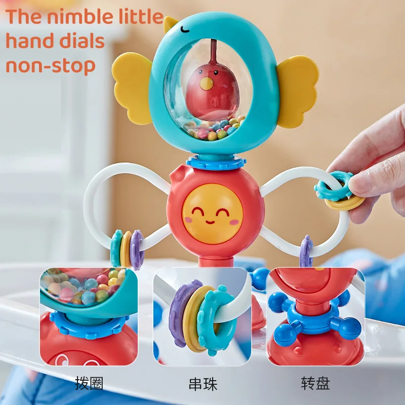 Jiefan puzzle comfort table suction cup coax turn music hand rattle early education baby toy OEM