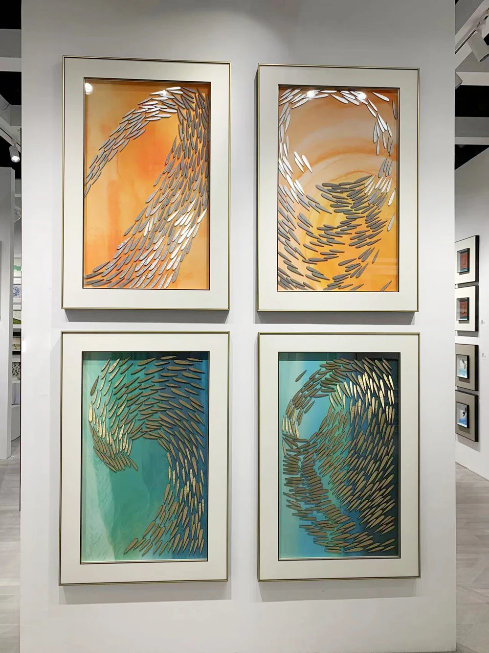 Wholesale Modern Picture Frame Fish Hotel Artwork Simple Framed 3D Carving Relief Abstract Art Wall Paintings For Home Decor