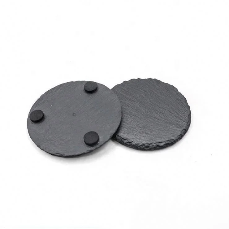 Japanese-style SLATE placemats Black insulated carved coasters Round square heart-shaped SLATE coasters