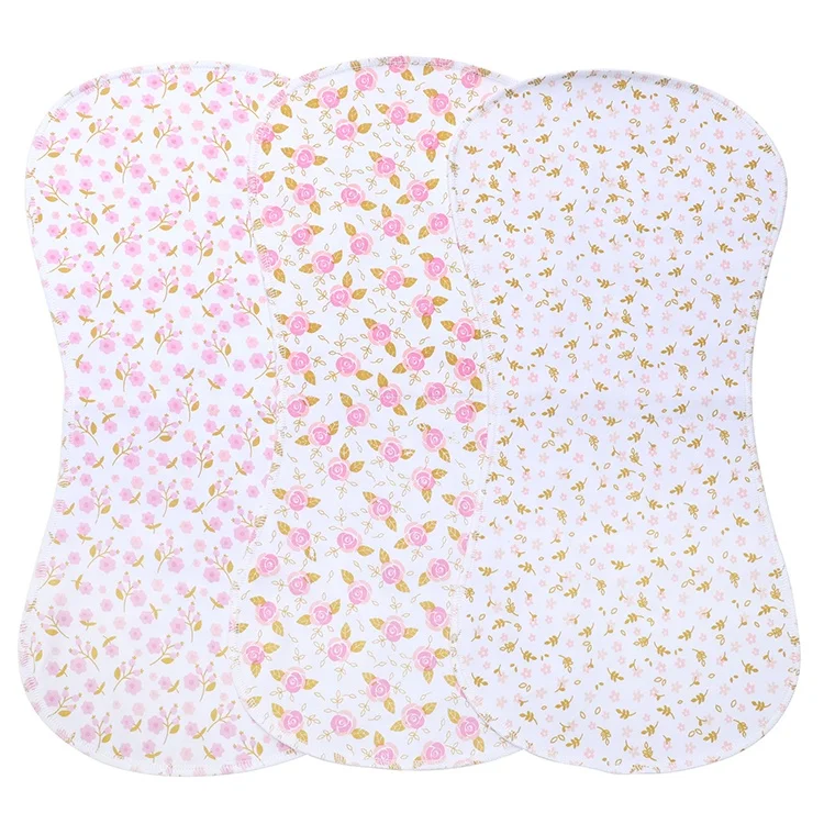 
Amazon hot selling 4 pack of baby burp cloths 3 layers extra soft waterproof absorbent burp cloths 