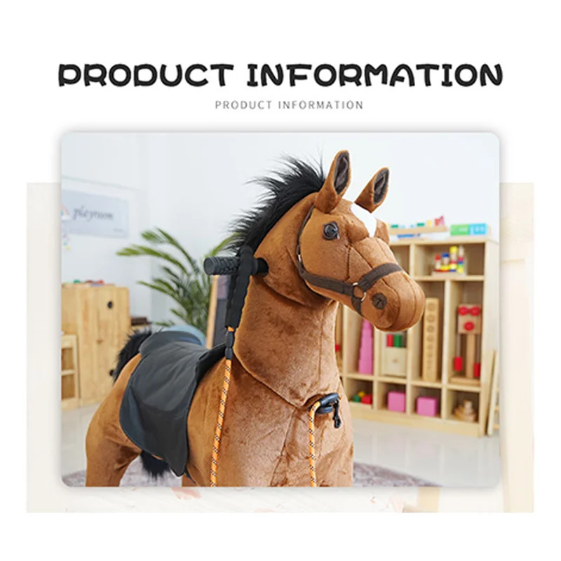 
New Arrival Mechanical Ride On Animal Horse For Children 3 To 6 Years Baby Plush Riding Toy Rocking Horse Plush Soft Pony 