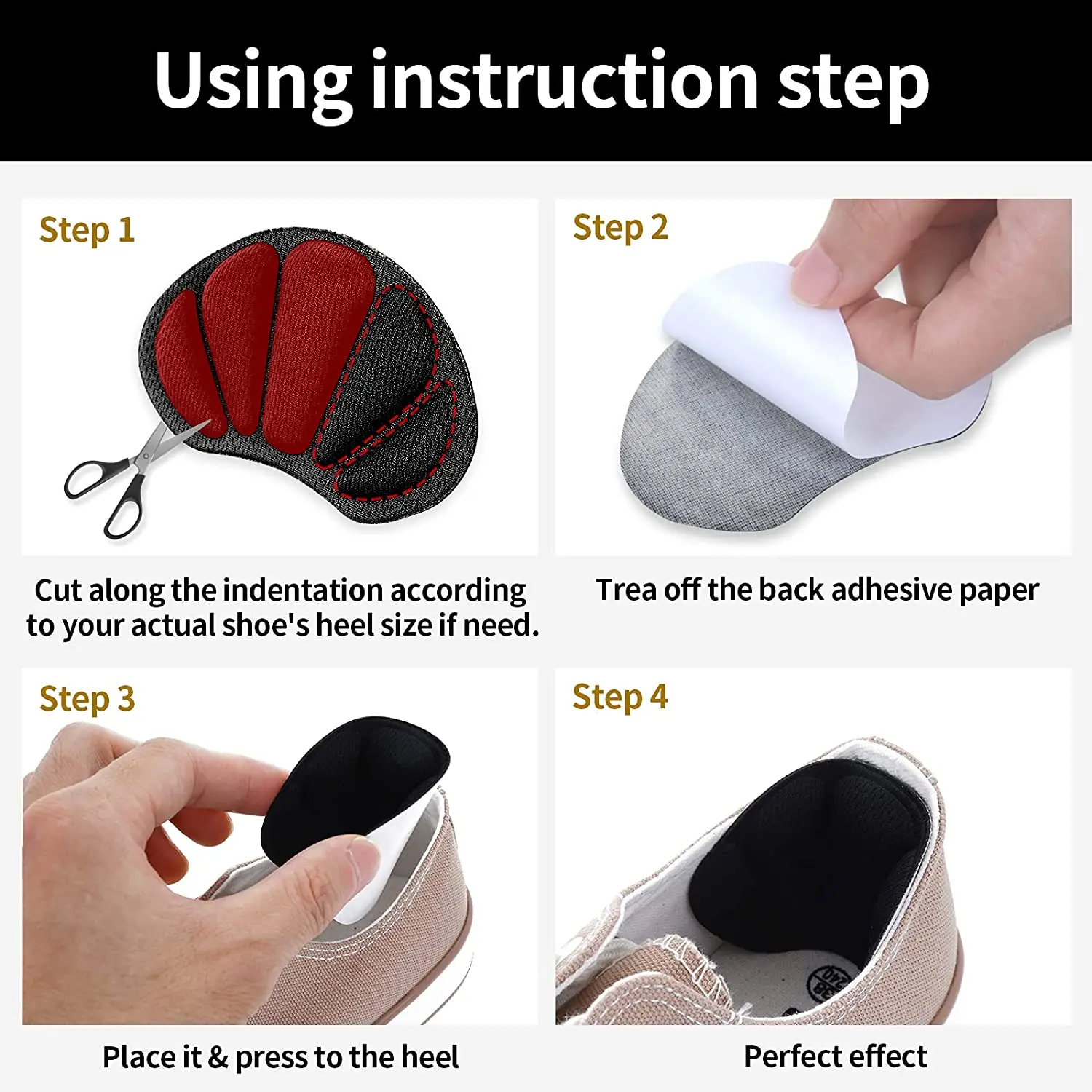 Self-Adhesive Shoe Pads Anti-Slip Heel Cushions Shoe Insoles Anti Blister Shoe Liners from Slipping Out
