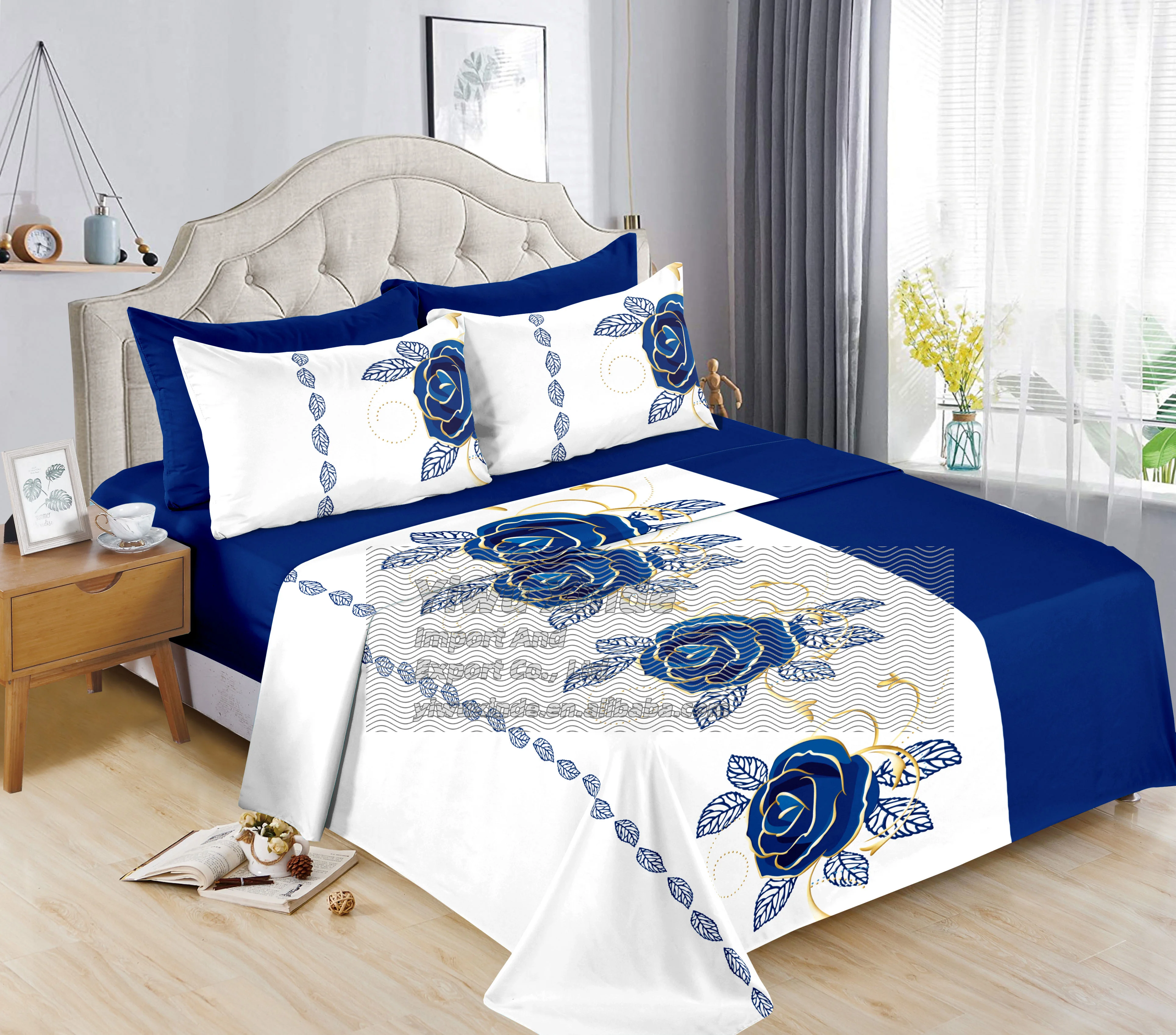 Ready to Ship 2200 Series 6Pieces Sheet Set with Pillowcases in King Size Microfiber 90-100GSM High Quality for Hotel