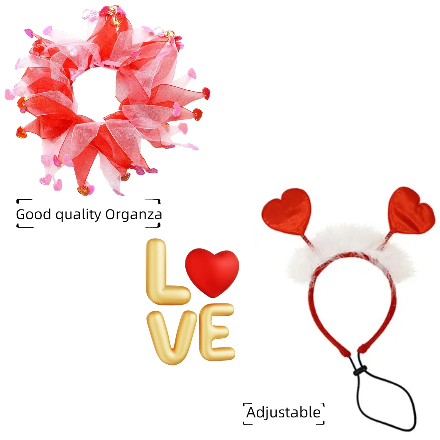 Hot sale cute Valentines Dog Heart Head Dog Bandana Pet Headband Flash Costume  for Pet Chained