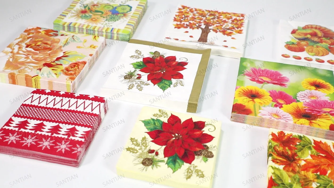 Decoupage Paper Napkins for Decoration Print Cocktail Napkins Paper Napkin & Serviettes Santian Paper
