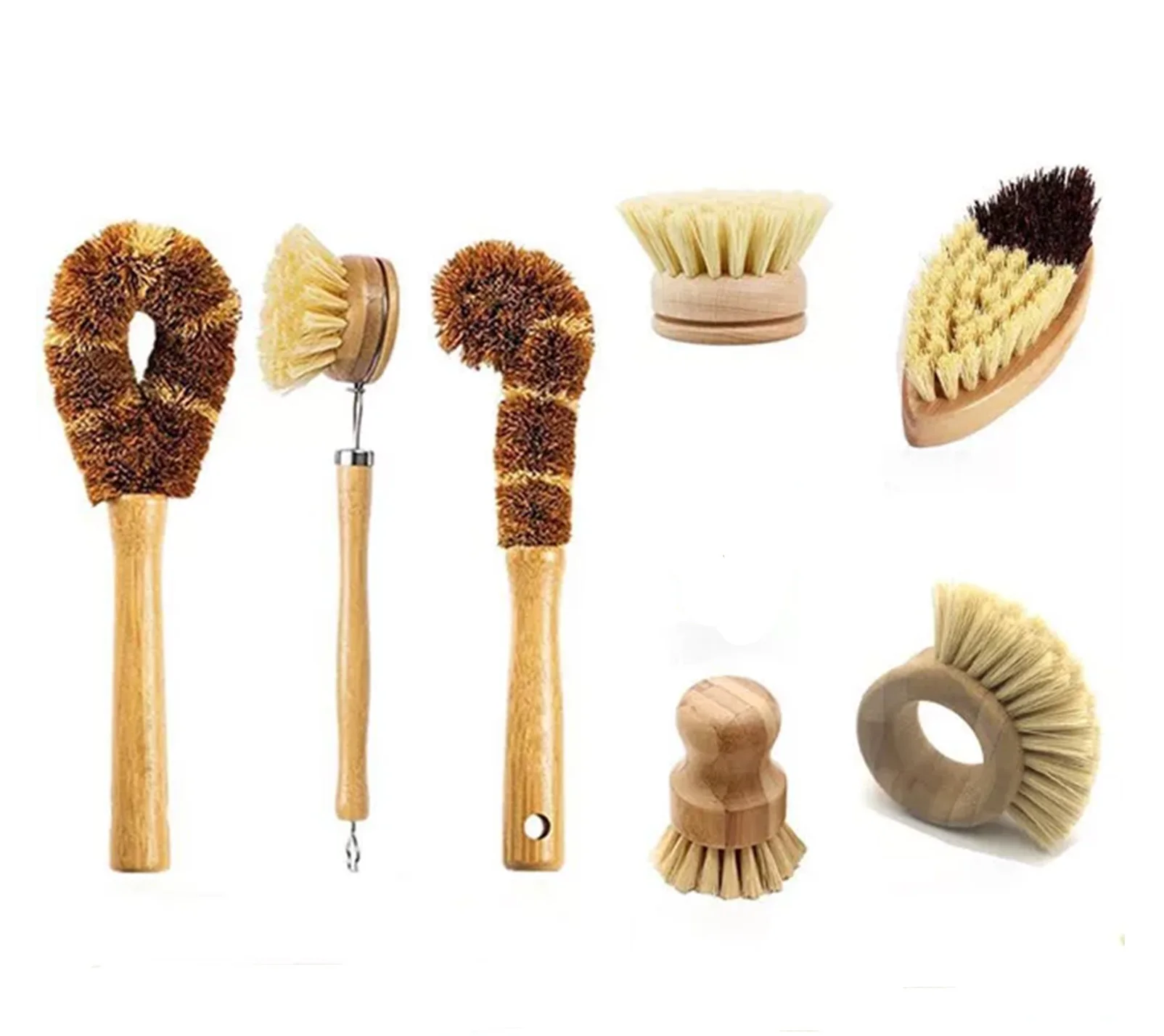 JOYE Kitchen Brush Set Factory Price Custom Natural  Household Bamboo Kitchen Cleaning Tools Set