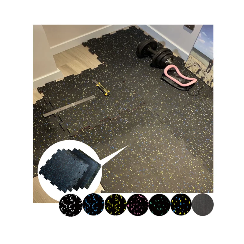 Anti-slip 20mm Thickness Interlocking Rubber Flooring For GYM Fitness Area