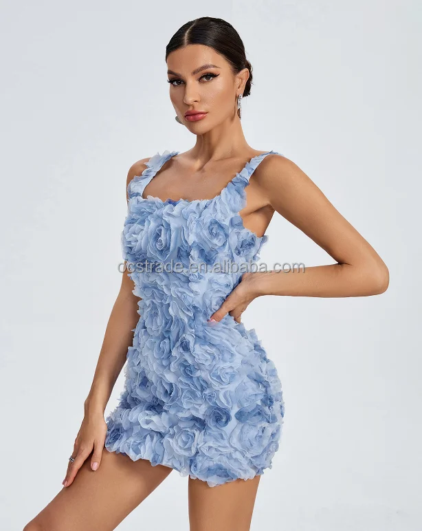 Ocstrade Latest 3D Flowers Design Women Club Dresses Para Mujeres Drawing Strings Summer 2024 Night Party Mini Club Dresses