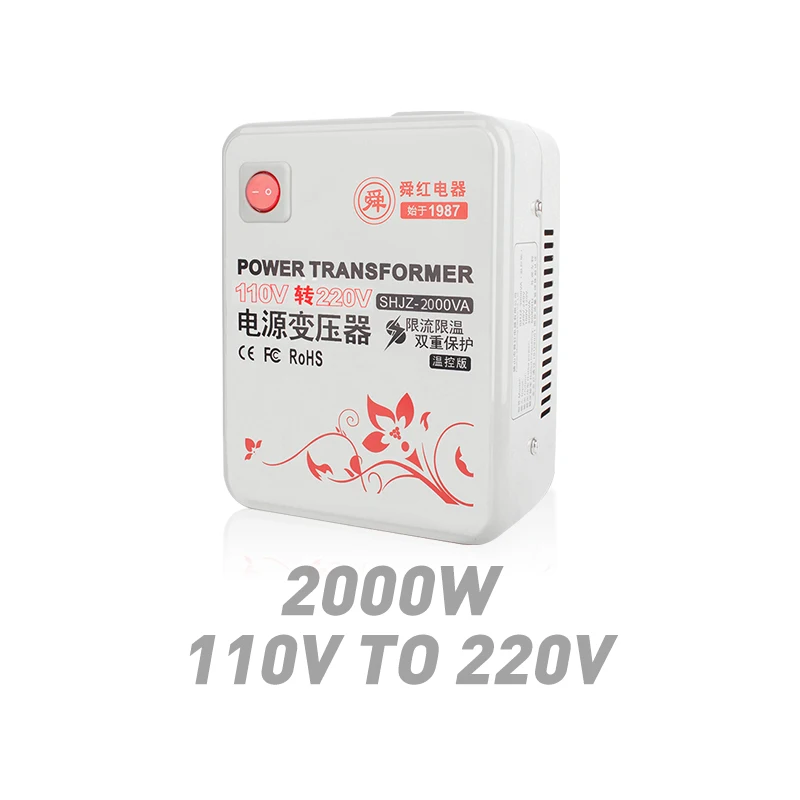 Shunhong 2000w step up transformer 110v to 220v Professional 2kva 2kw Single Phase Toroidal 2000va voltage convert 110 220 power