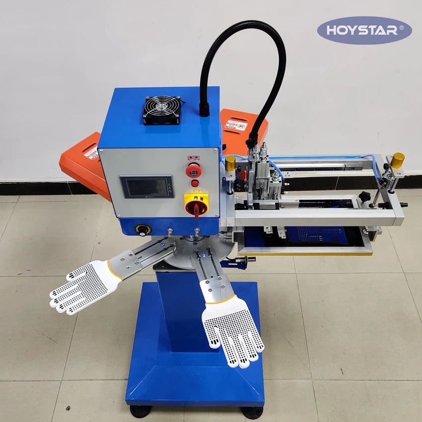 Semi-automatic Rotary Silk Screen Printer For Print Anti-Slip Dotting Gloves