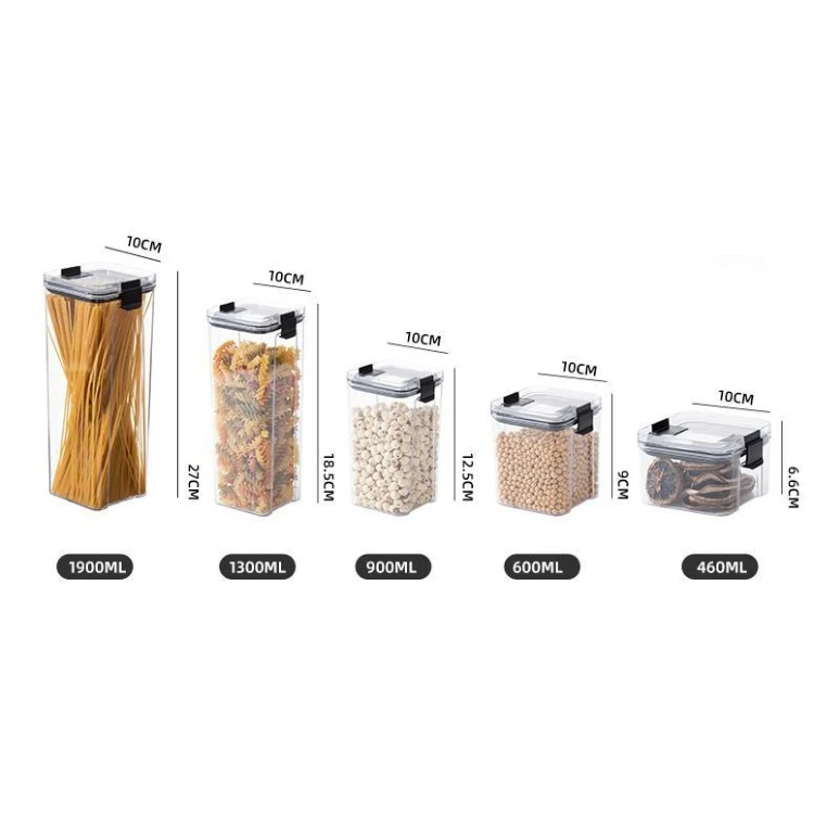 Hot New Products Transparent Plastic Kitchen Stackable Airtight Food Storage Containers 5 Pcs Set with Lid