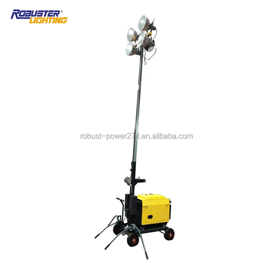 4*400w Diesel Portable Light Tower 4.5M  Manual Mast Generator Lighting Tower