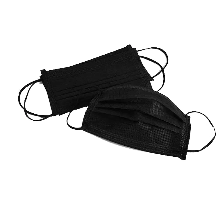 GONGBING 3 Layer Brand Breathable Masque Non Woven Adjustable Cubrebocas 3 Ply Black Disposable Face Mask