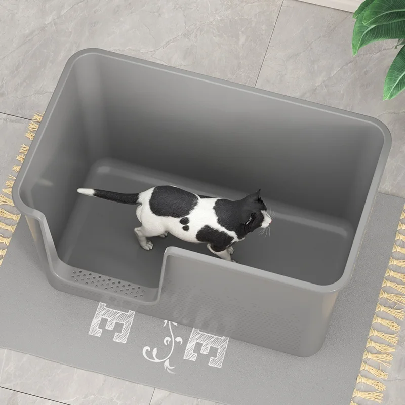 pet products cleaning plastic cat toilet box trays simple cute cat head cat litter box